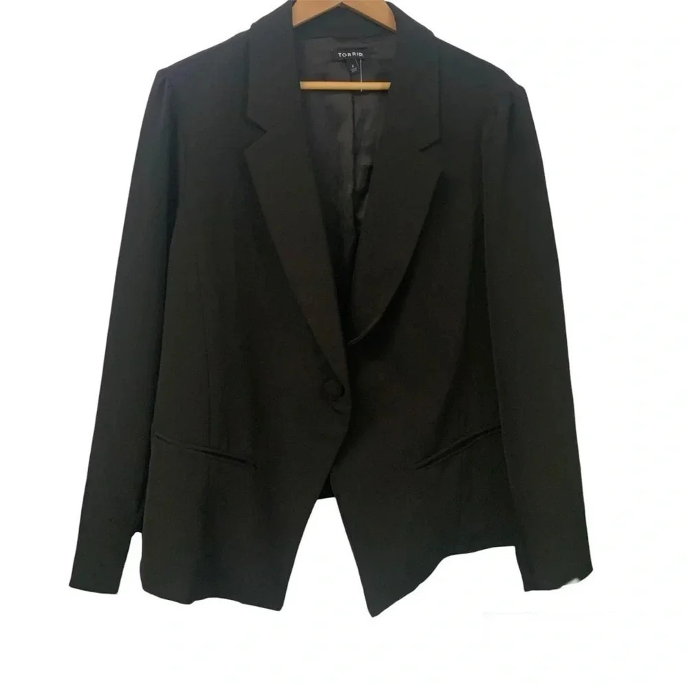 Euc torrid black one button long sleeve blazer jacket sz 4x
